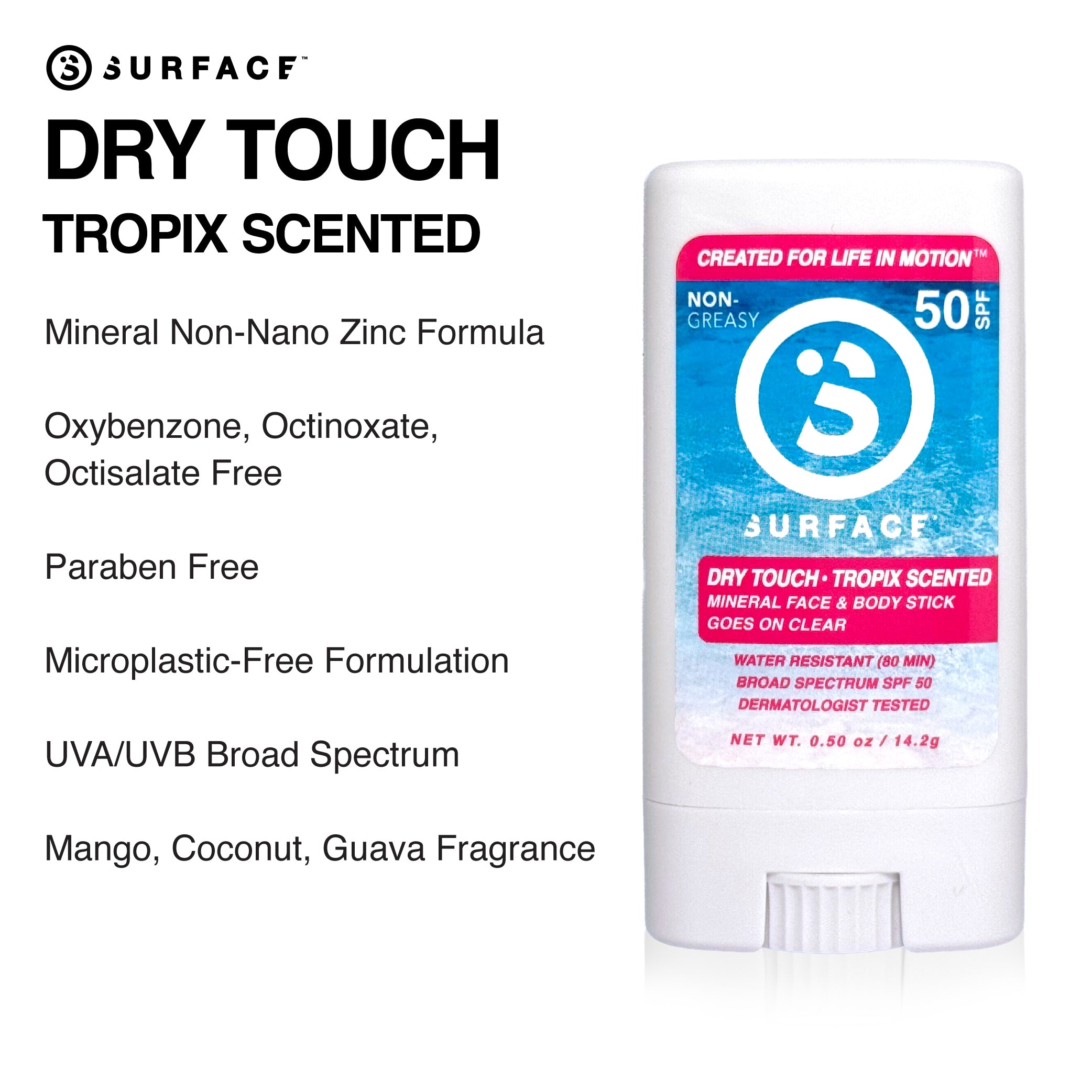 Surface SPF 50 Mineral Face Stick - Tropix Scented .5 oz.