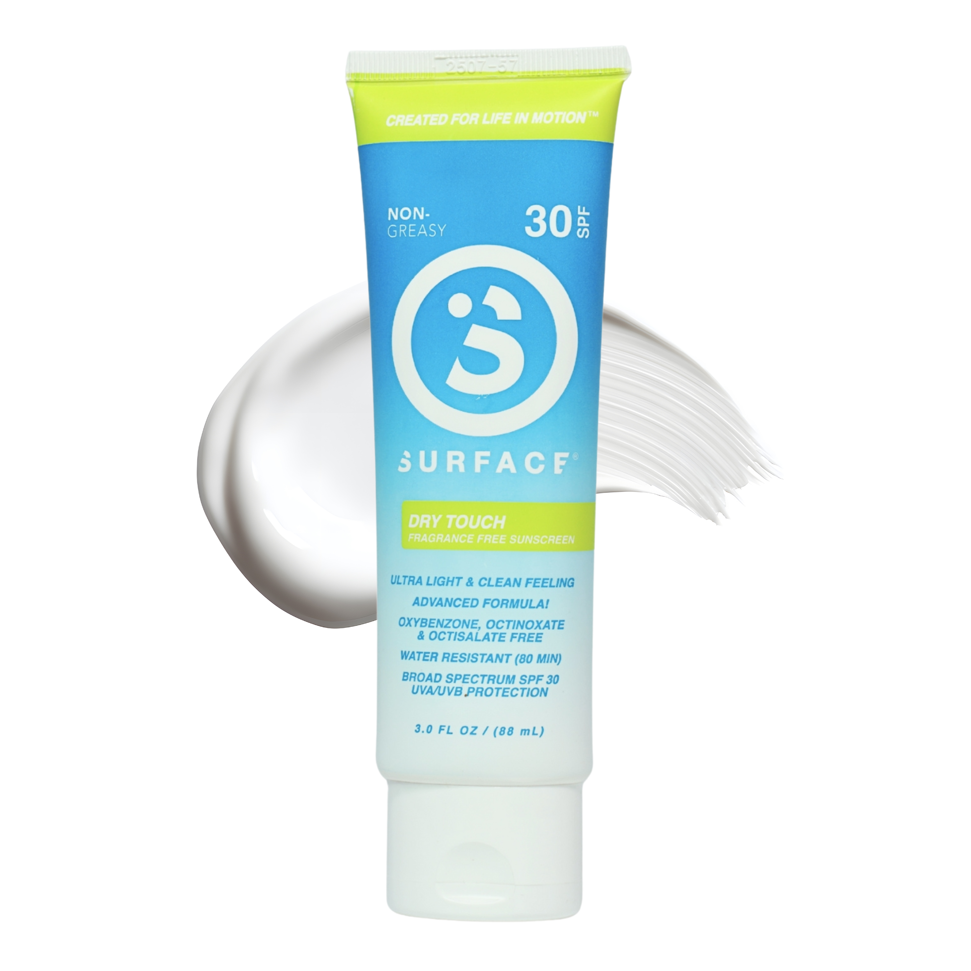 Surface Sunscreen Dry Touch lotion SPF 30 3 oz Front with swipe