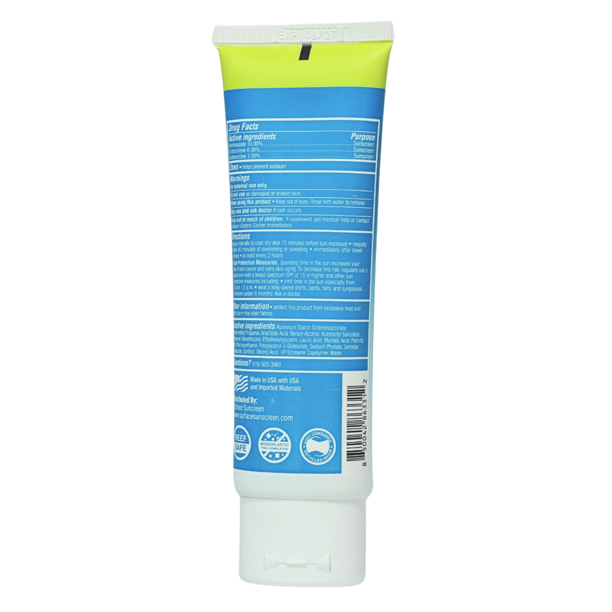LOTION Dry touch SPF 50 3 oz back label
