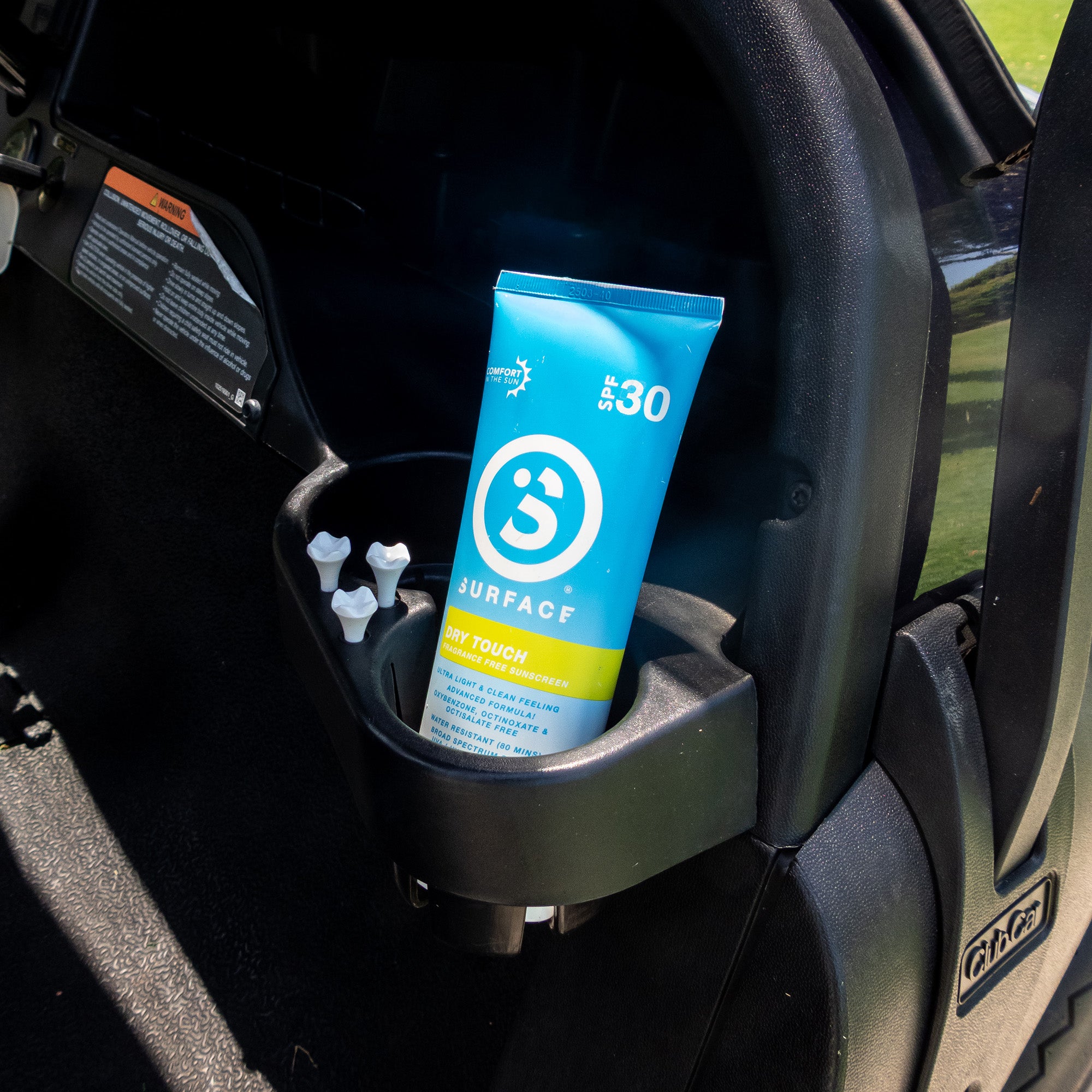 Surface sunscreen in golf push cart