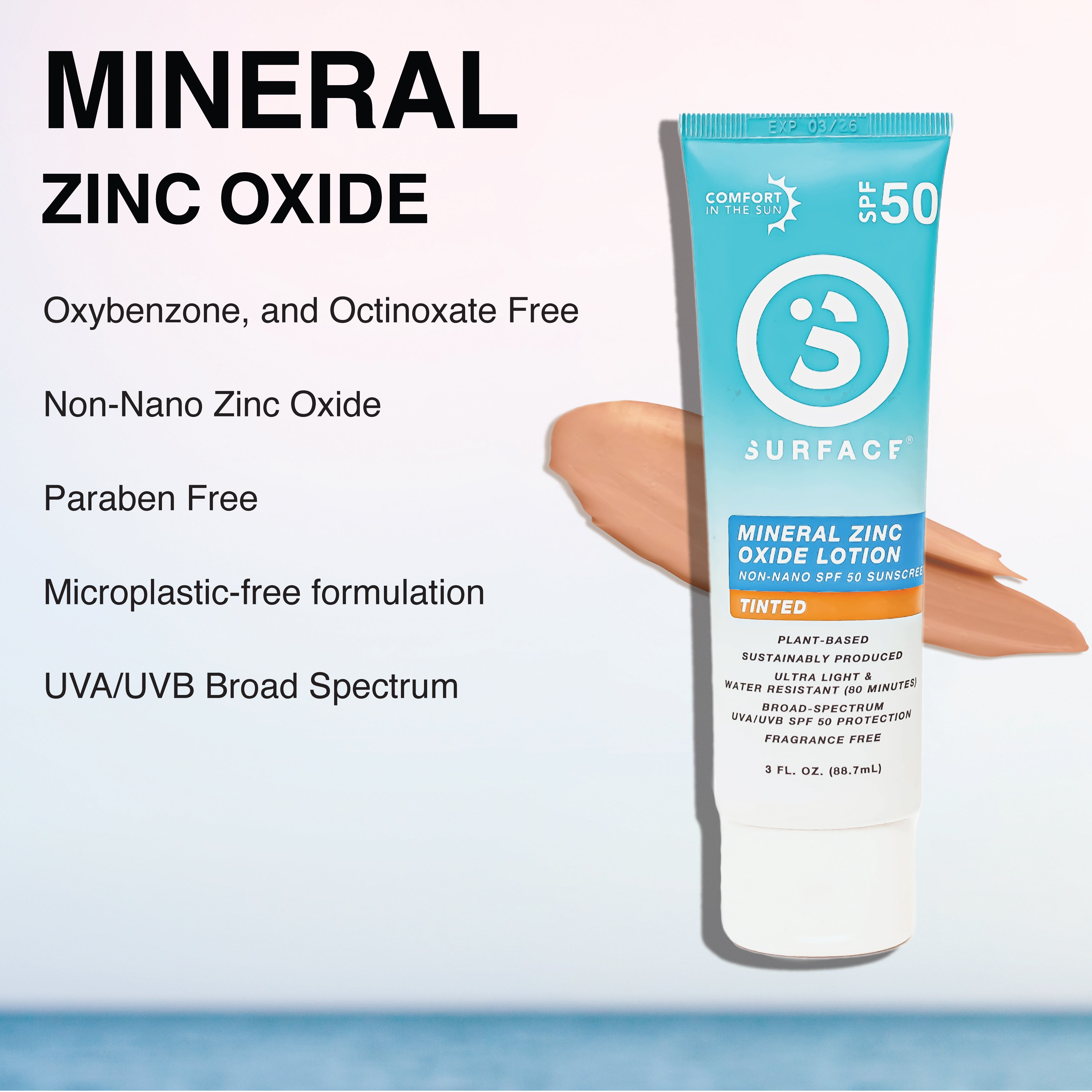 SPF50 Mineral Sunscreen Lotion 3oz. - Tinted 3-Pack
