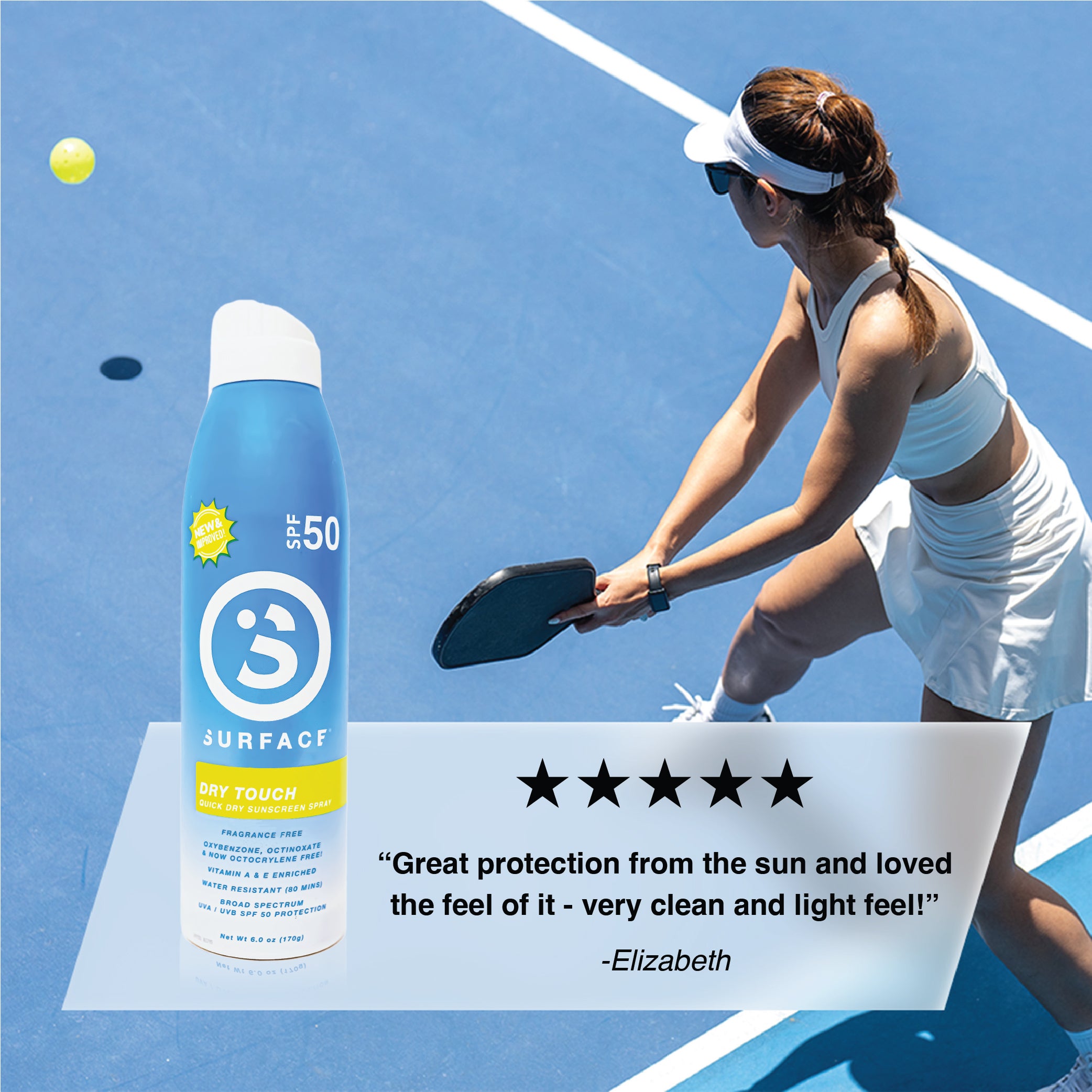 SPF50 Dry Touch Continuous Spray 6oz. | 5-Star Review: Clean and Light Feel!