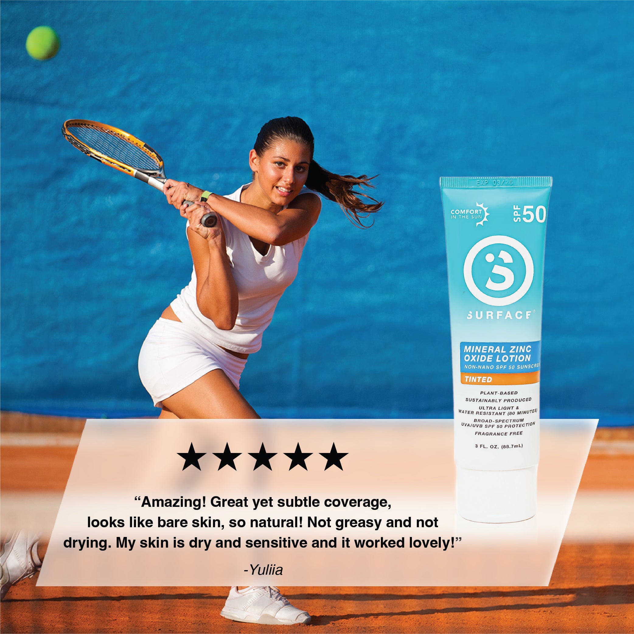 SPF50 Mineral Zinc Oxide Sunscreen Lotion 3 oz Tinted | 5-Star Review: Amazing! So Natural!