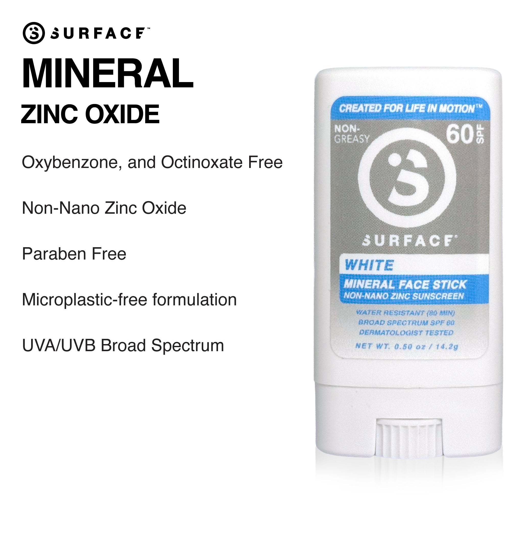 Surface SPF 60 Mineral Face Stick (WHITE) .5 oz.