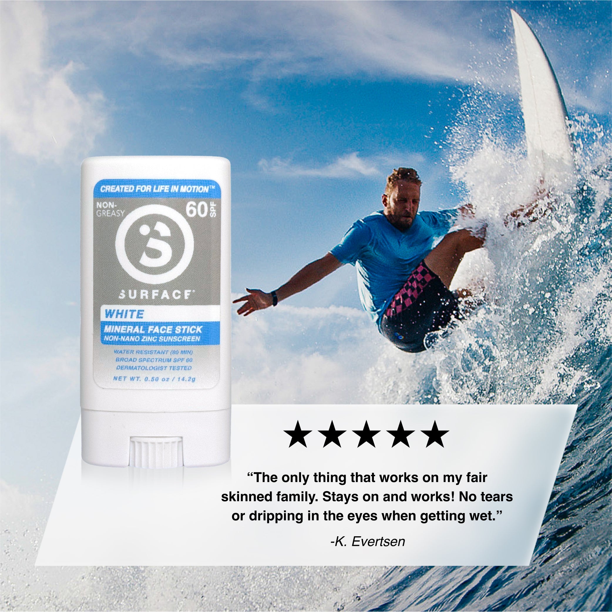 Surface SPF 60 Mineral Face Stick (WHITE) .5 oz