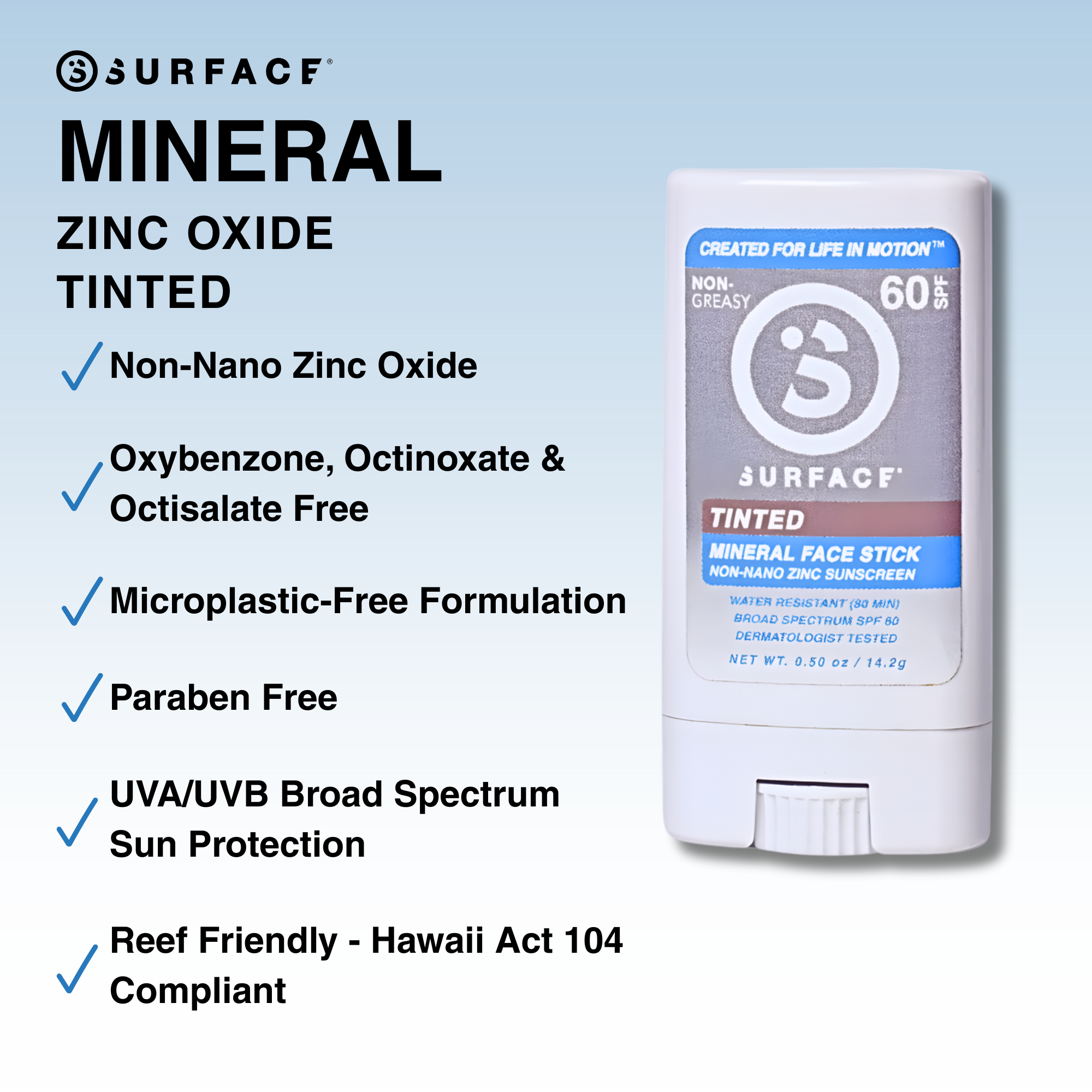 Surface SPF 60 Mineral Face Stick (TINTED) .5 oz.