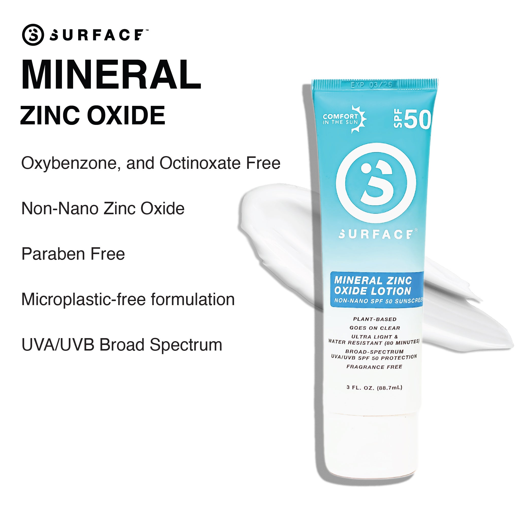 SPF50 Mineral Sunscreen Lotion 3oz. - White