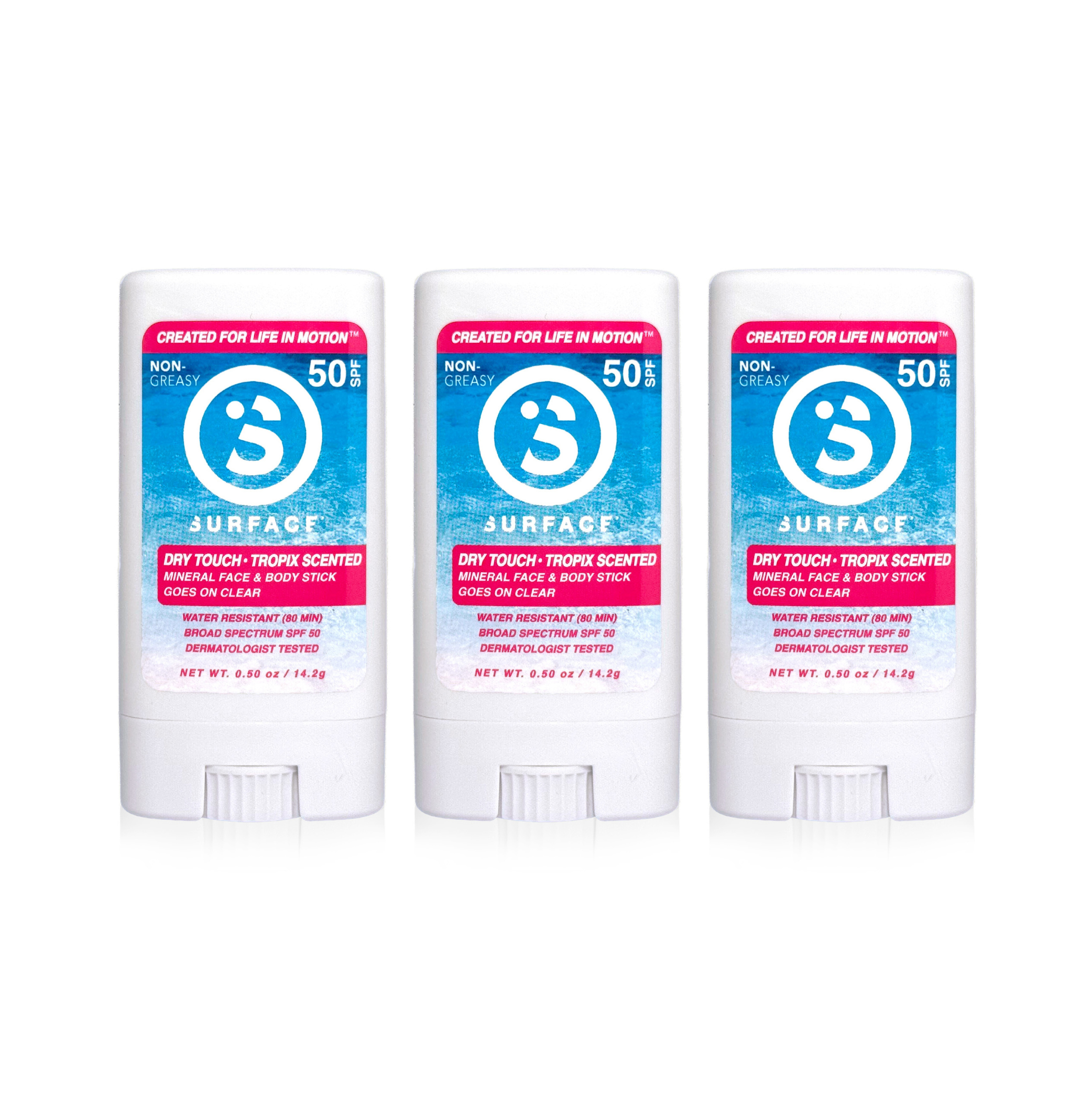Surface SPF 50 Mineral Face Stick - Tropix Scented 3-Pack