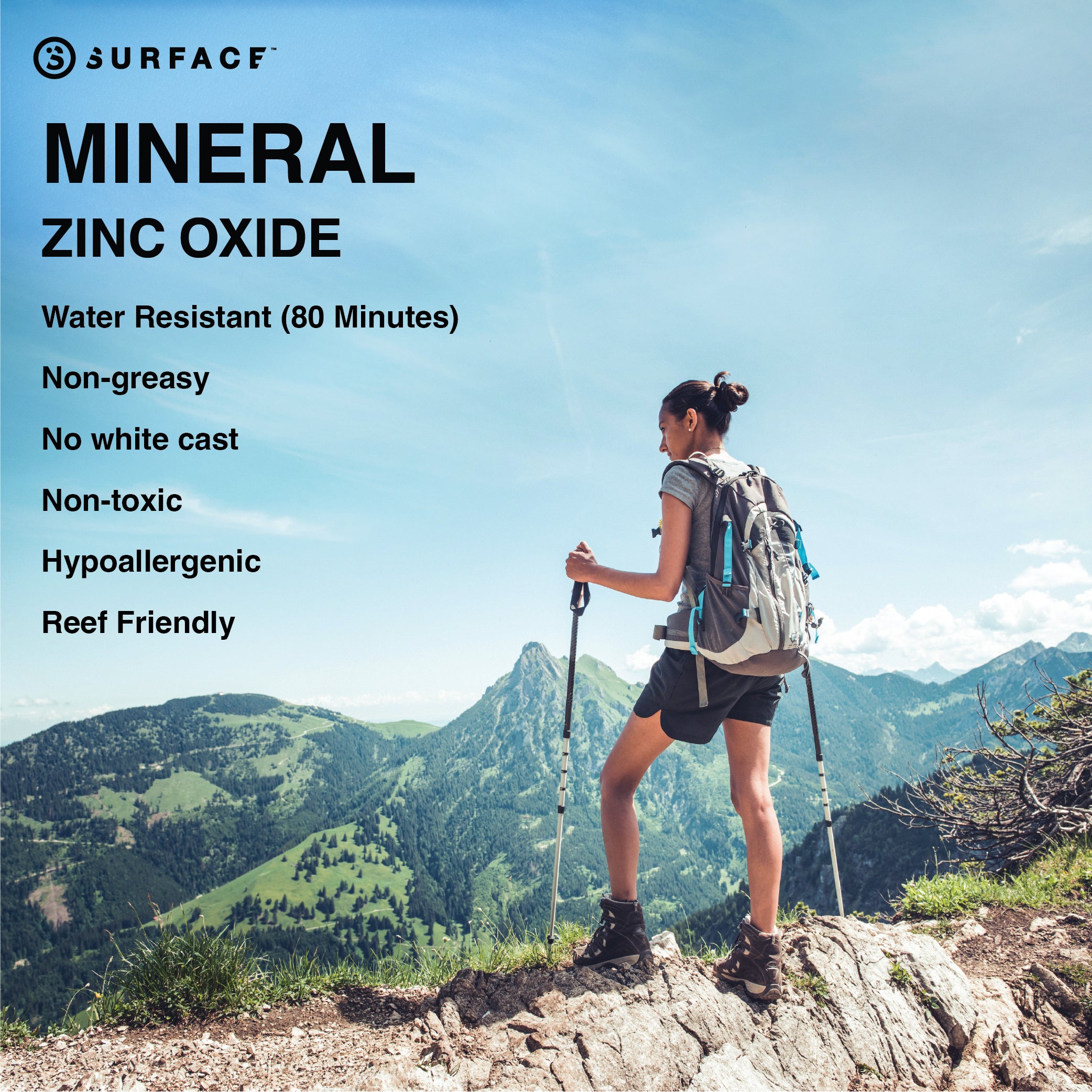 Surface Mineral Zinc Oxide Benefits | Water Resistant 80 Minutes