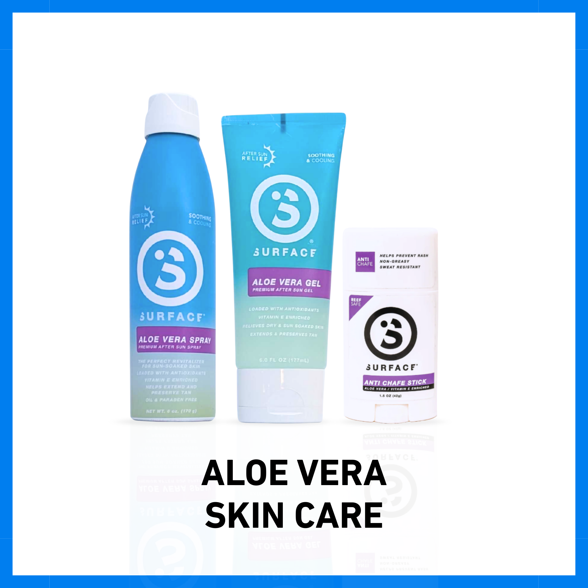Three aloe vera skin care products from Surface Sunscreen
