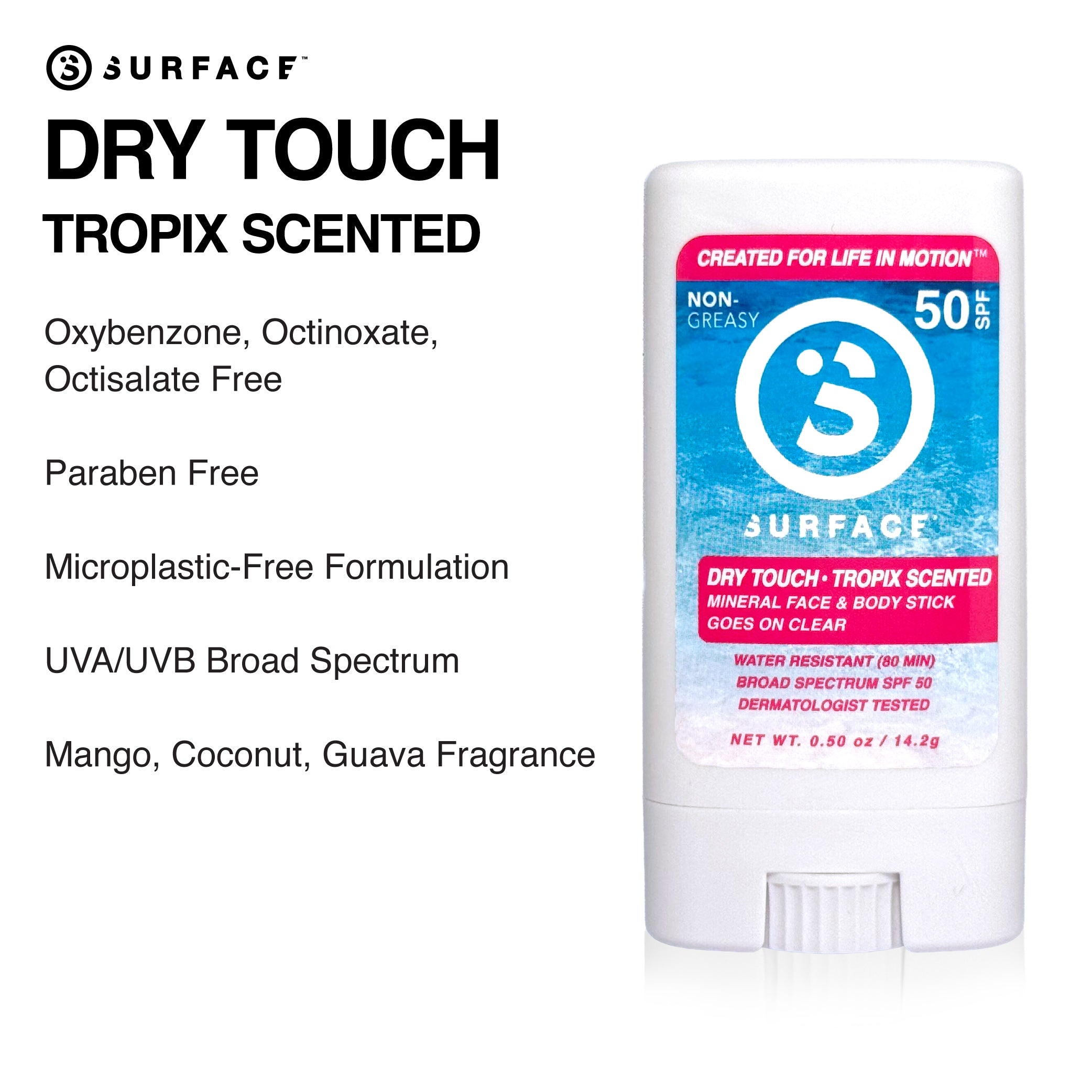 Dry Touch Tropix Scented SPF50 Body & Face Stick 1.5oz.