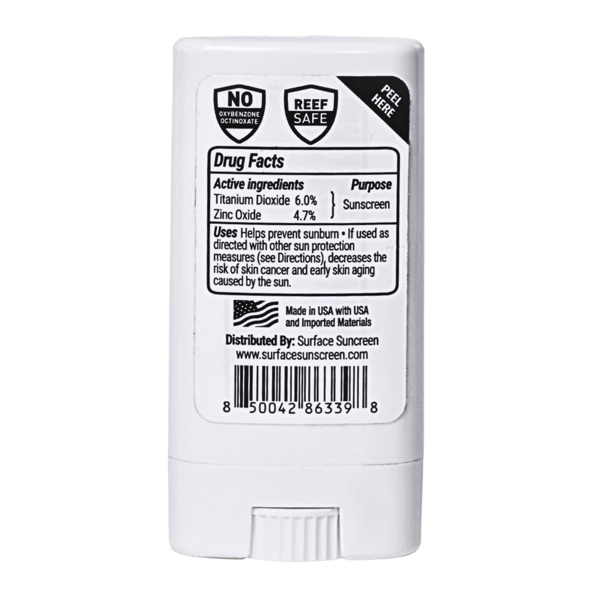 Surface Sunscreen Tinted Dry Touch Face Stick SPF 60 back