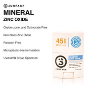 Surface Mineral Zinc Oxide Benefits | SPF45 Zinc Oxide Facestick .5oz. - White