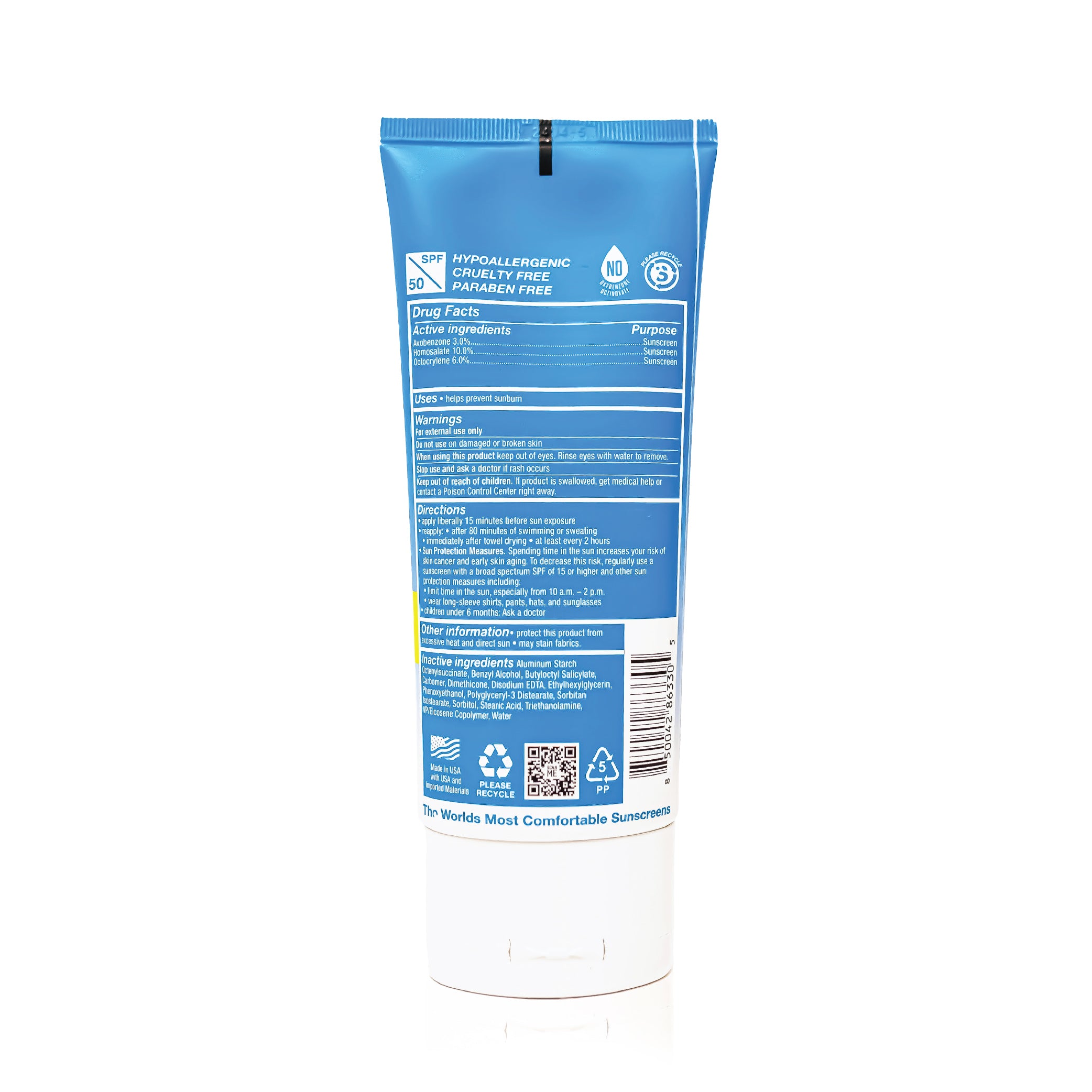 Label & Directions for SPF50 Dry Touch Sunscreen Lotion 6oz. | Surface Sunscreen