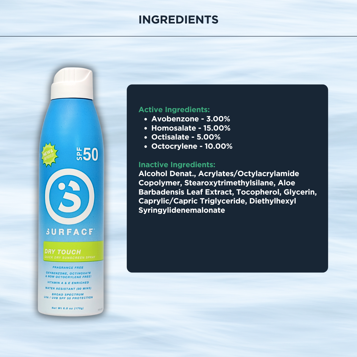 SPF50 Dry Touch Continuous Spray 6oz. 3-Pack